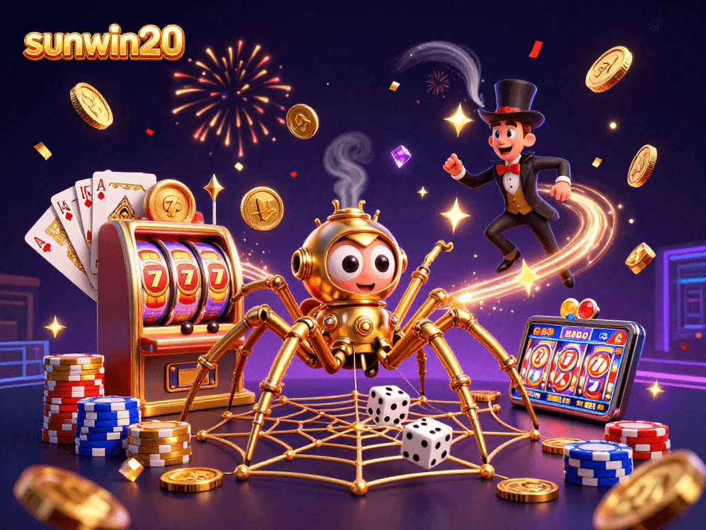 Engage with sunwin20's vibrant slot games and casino excitement through detailed 3D illustration.