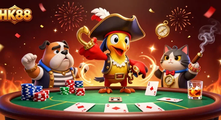 Experience the thrill of HK88 through a dynamic poker scene filled with excitement and strategy.