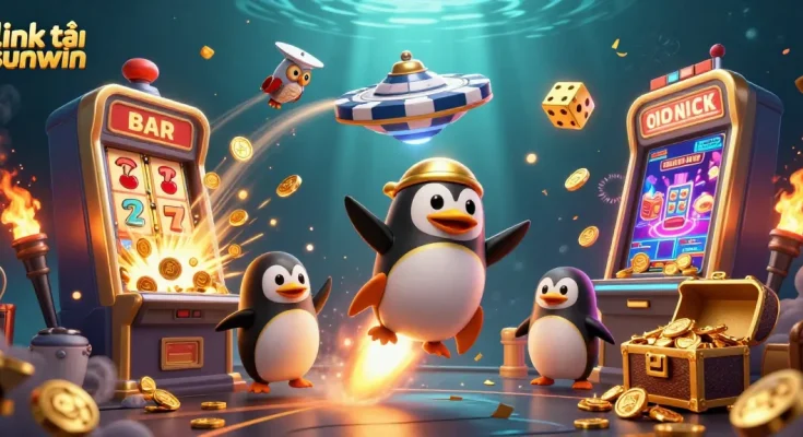 Experience exciting wins with the link tải sunwin, featuring a dynamic casino scene filled with jackpots and treasures.